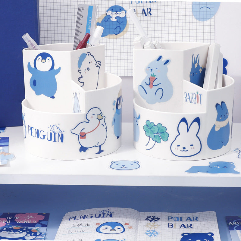 Blue Kawaii Arctic Animals Waterproof Decorative Sticker 20 pack