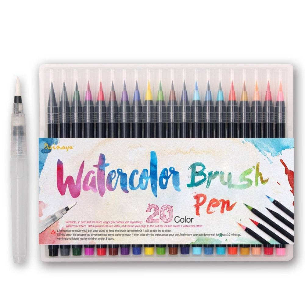 Set Of 12colors Watercolor Brush Pen Waterproof Soft Tip