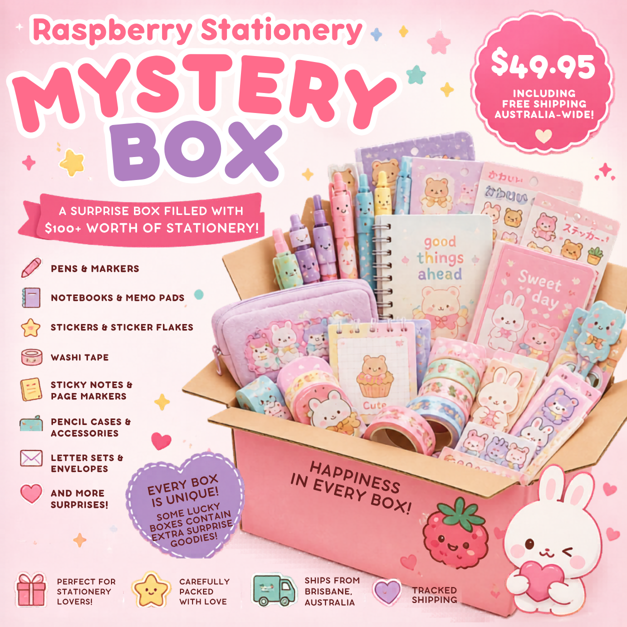 🎀 Raspberry Stationery Surprise Mystery Box 🎀