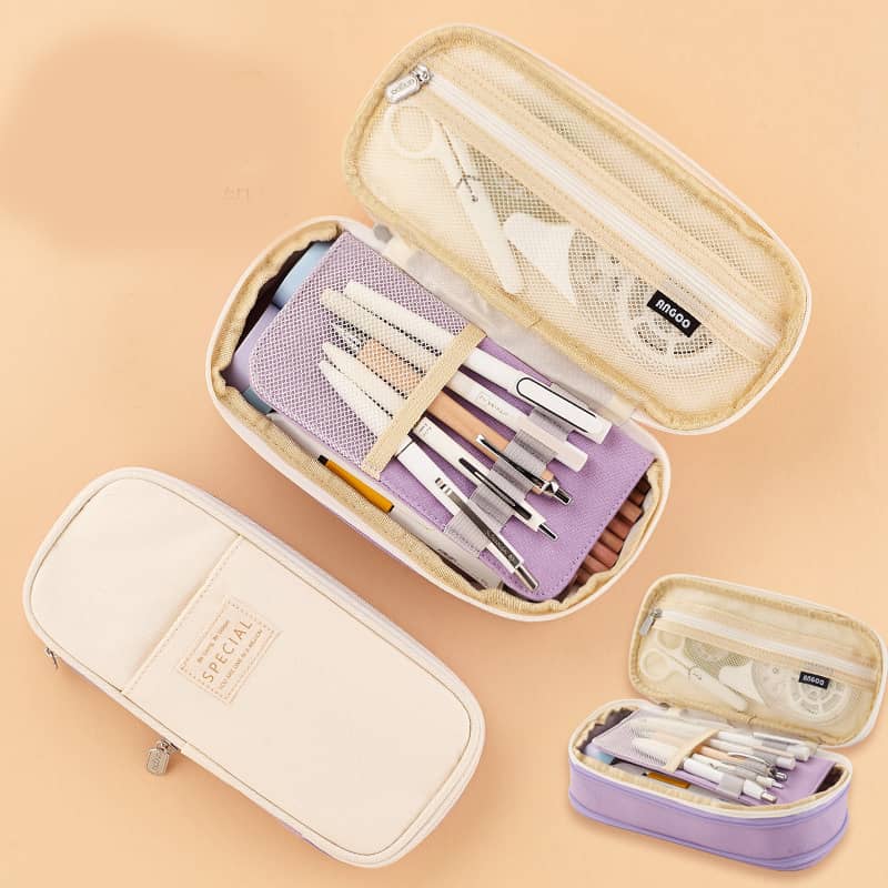 Angoo Double Face Pencil Bag Pen Case Special Macaron Color Dual