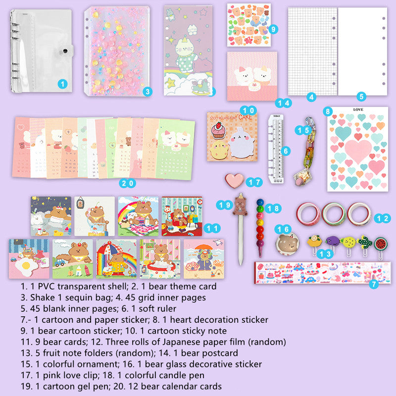 Kawaii Notebook Journal Stationery Washi Gift Set