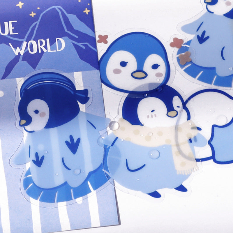 Blue Kawaii Arctic Animals Waterproof Decorative Sticker 20 pack
