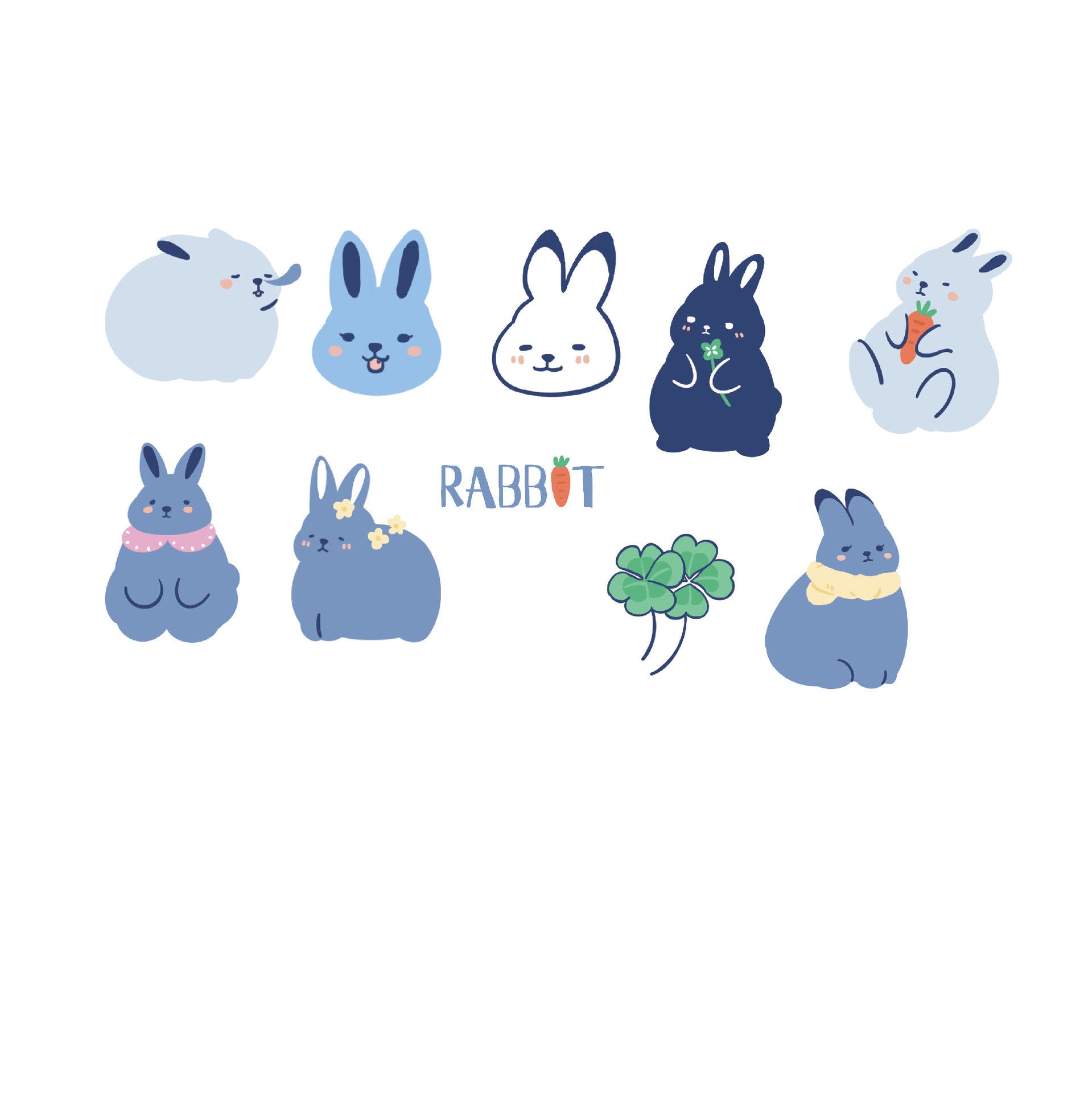 Blue Kawaii Arctic Animals Waterproof Decorative Sticker 20 pack