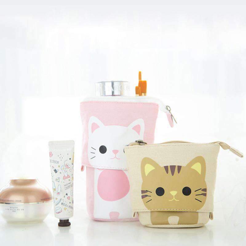 Retractable Pencil Case Bag Cute Cartoon Unicorn/Cat/Bear Canvas