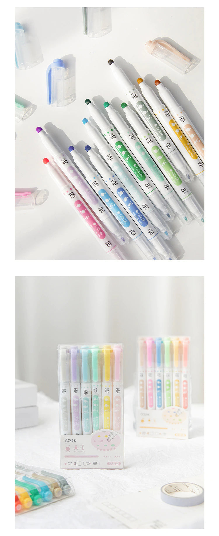 Dual-Ended Dot Highlighter Pen Set