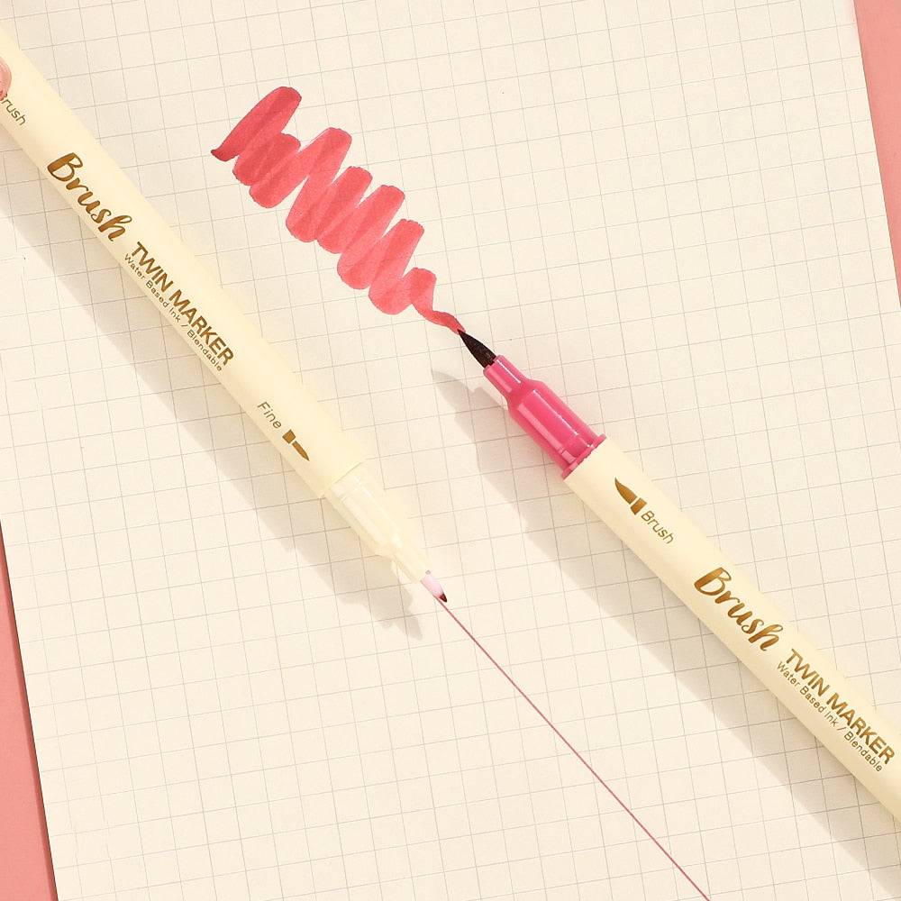 Retro Double Headed Brush Pen - Set of 3 – Raspberry Stationery