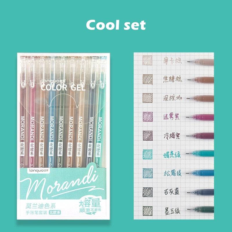 9pcs/set Morandi Color Gel Pens