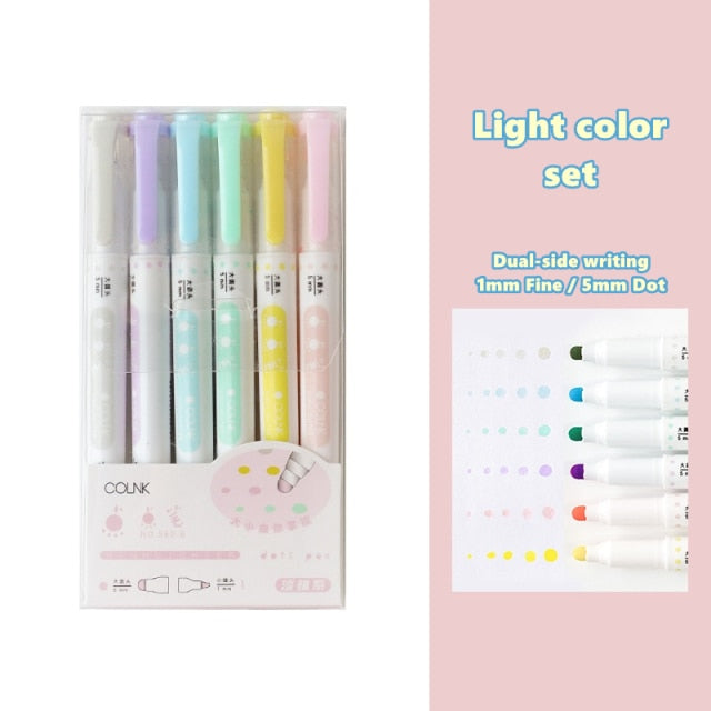 Dual-Ended Dot Highlighter Pen Set