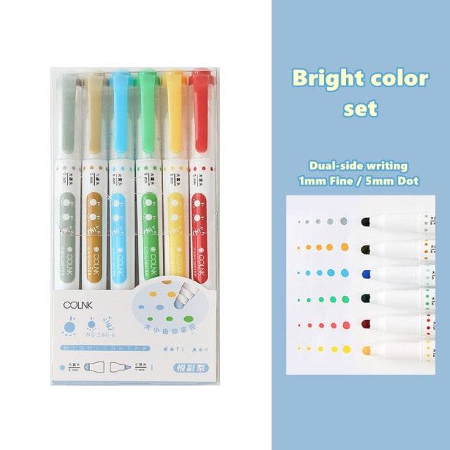 Dual-Ended Dot Highlighter Pen Set