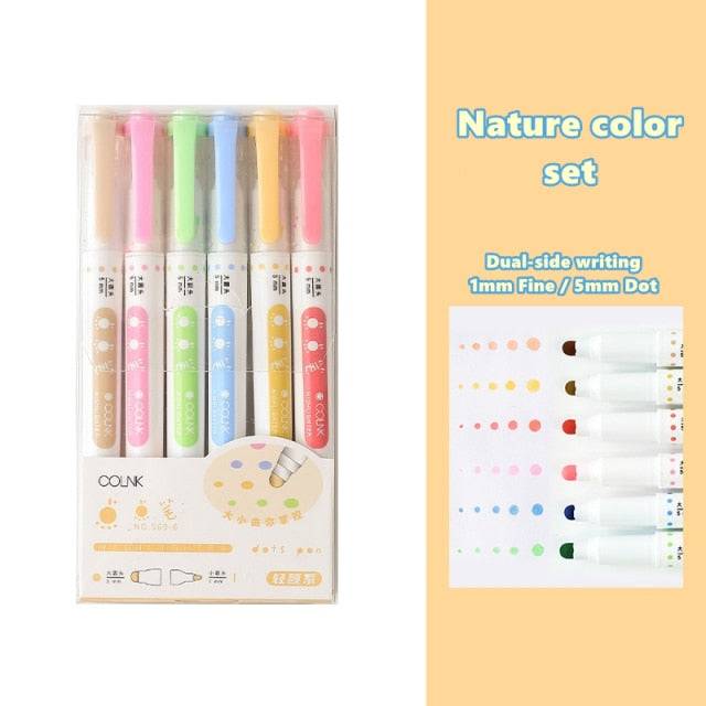 Dual-Ended Dot Highlighter Pen Set